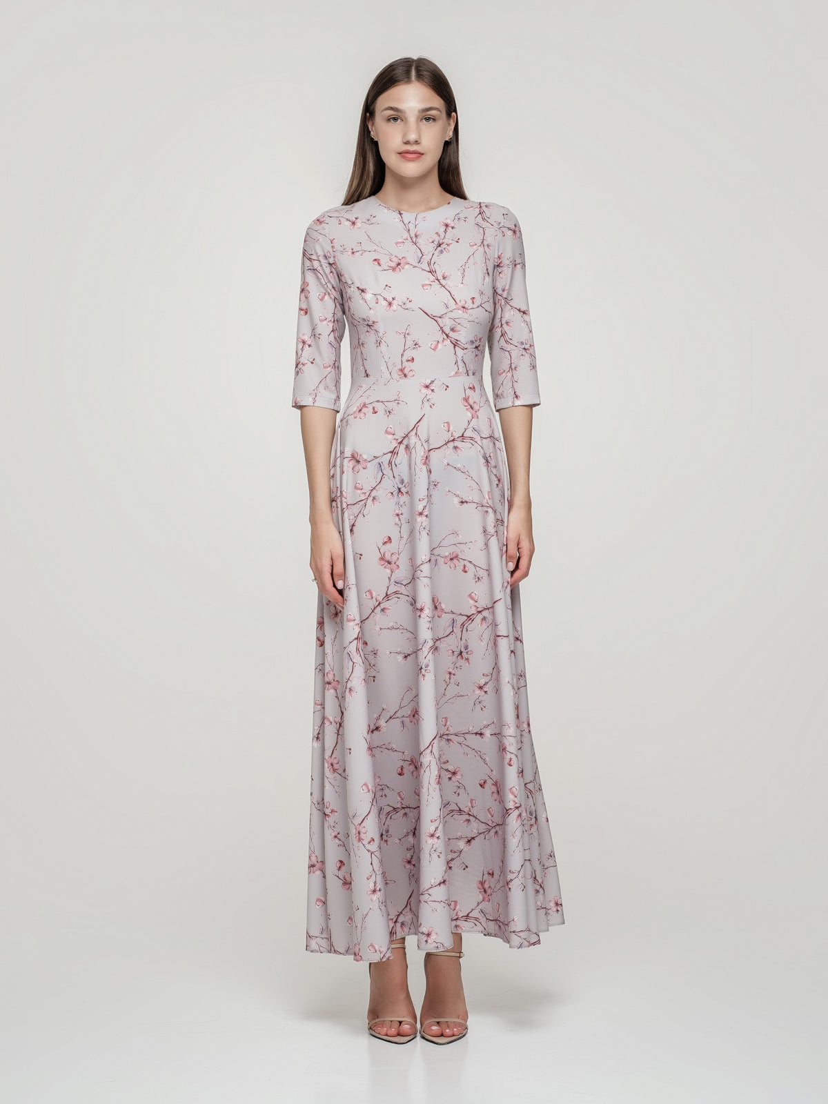 Classic dress with a blooming branch print