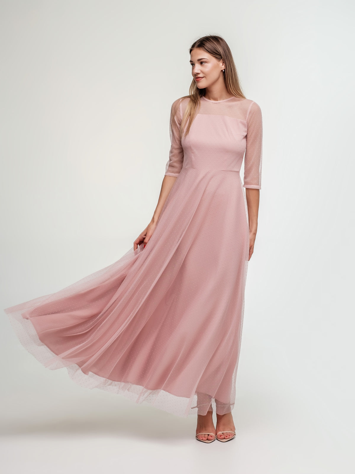 Powder pink classy long dress