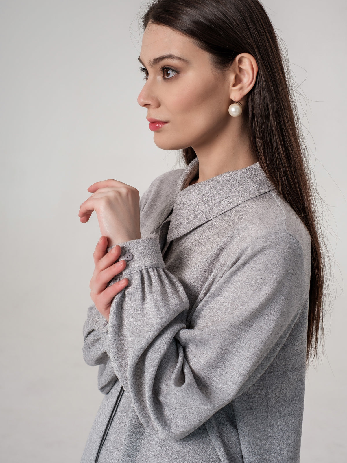 Light grey wide shirt dress