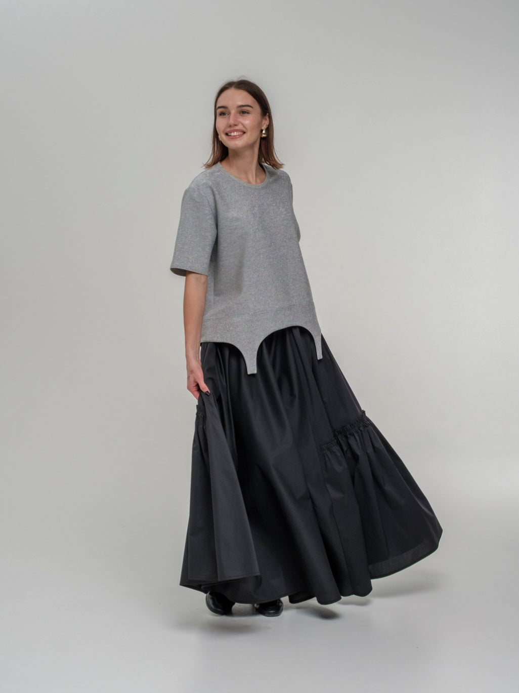 Black long skirt with decorative frill