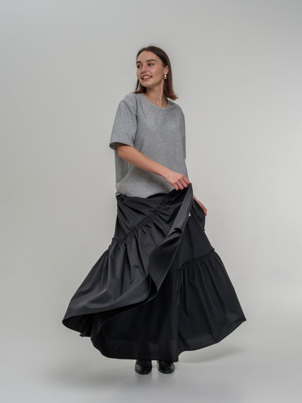 Black long skirt with decorative frill
