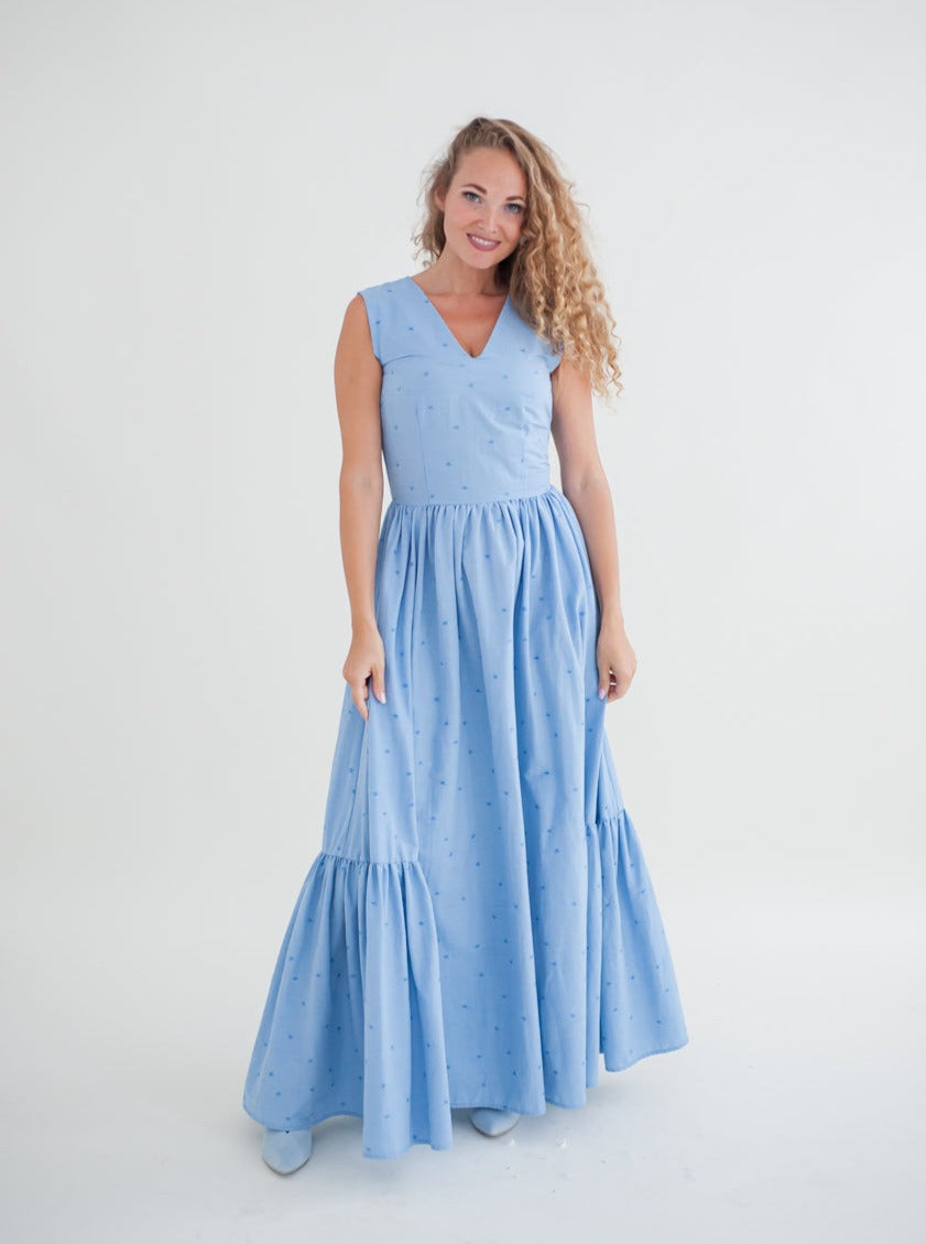 Long light blue dress
