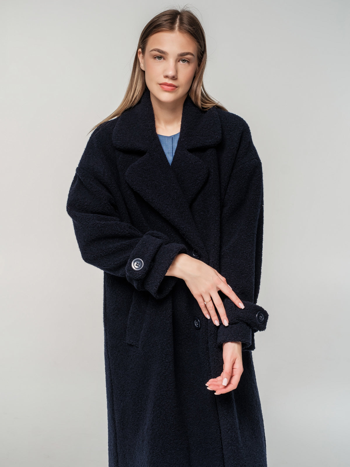 Dark blue wool long coat