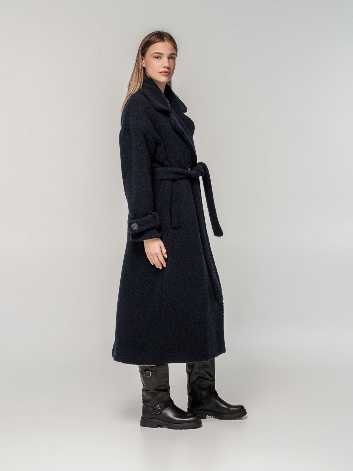 Dark blue wool long coat