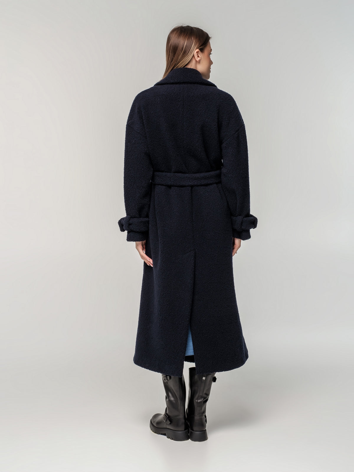 Dark blue wool long coat