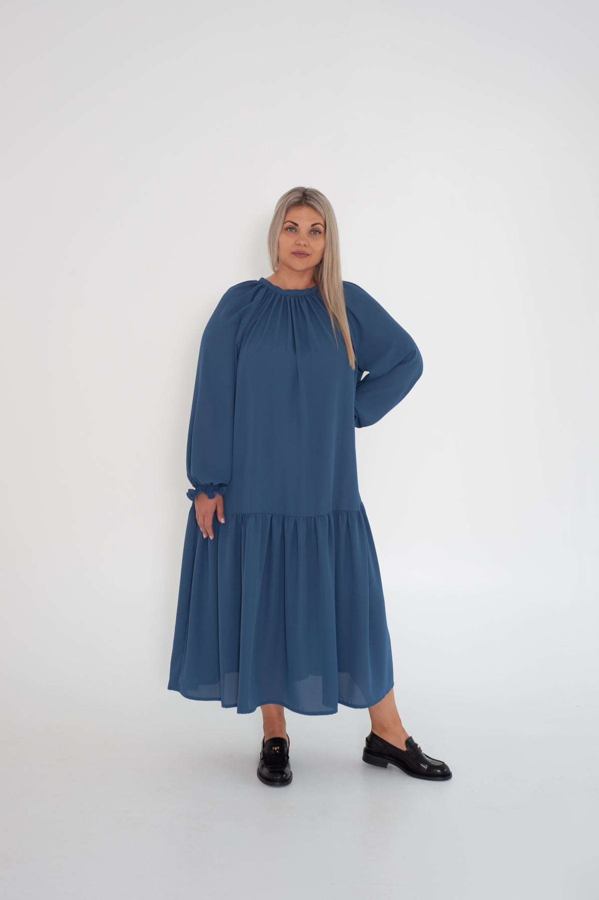 Grey-blue midi dress