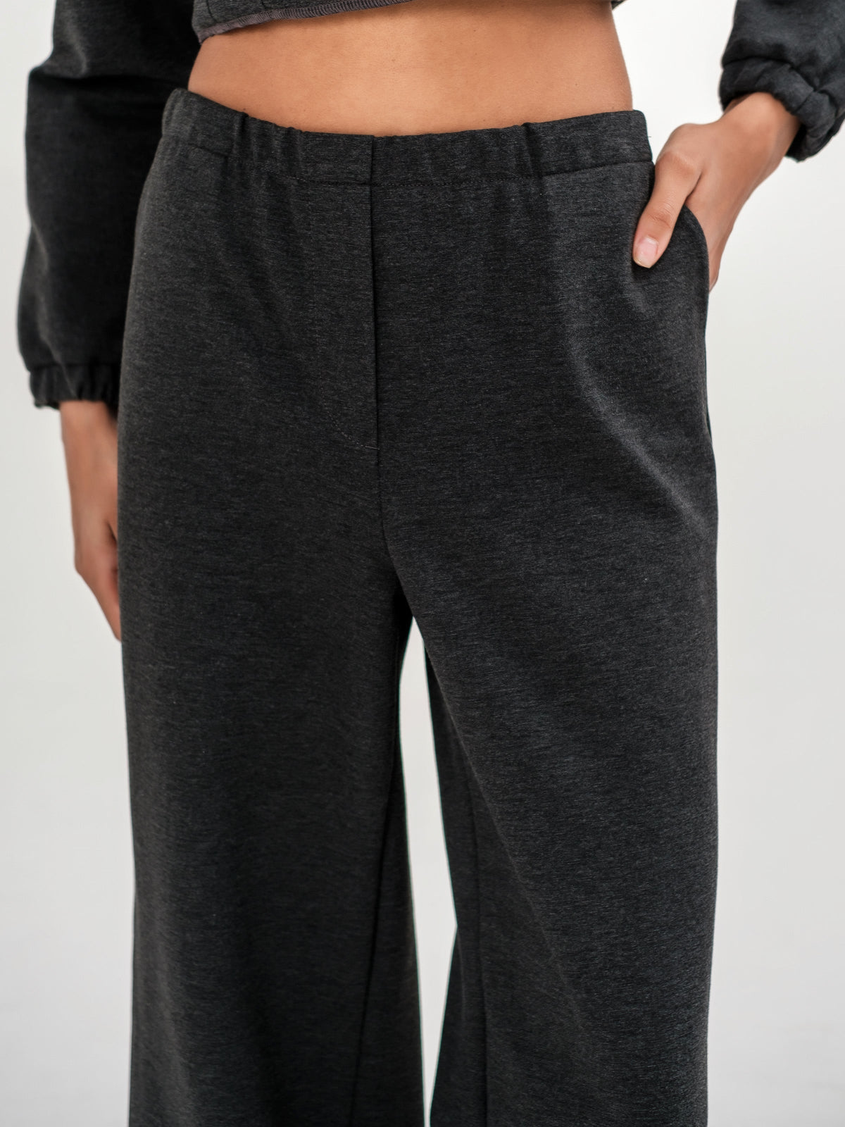 Wide leg trousers with elastic waist