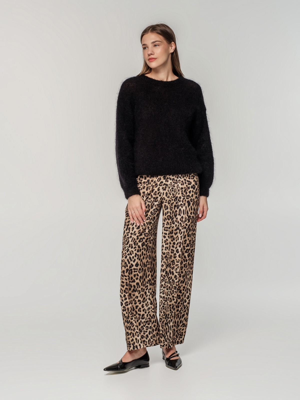 Leoparda raksta platas bikses