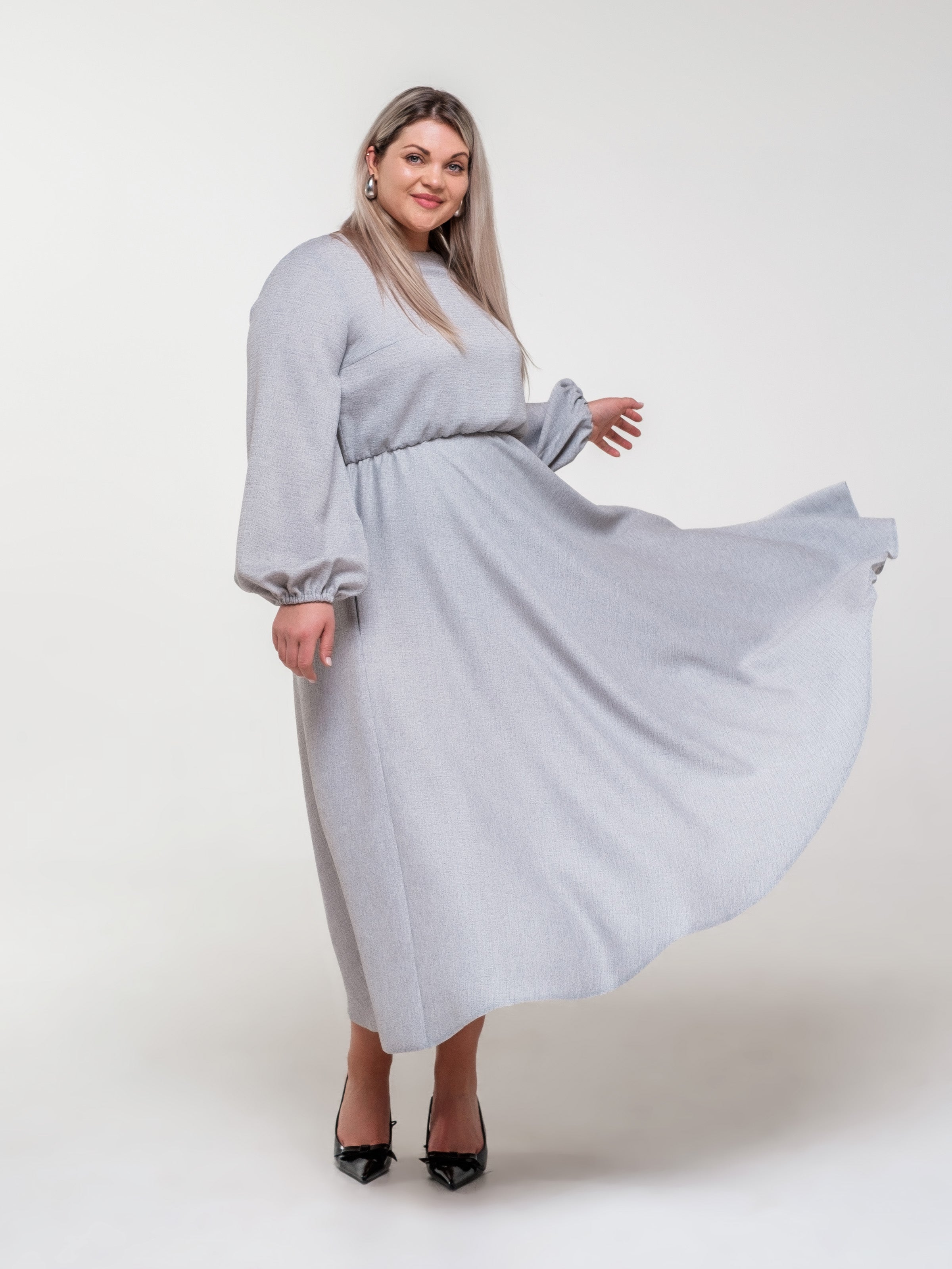 Light grey midi long dress