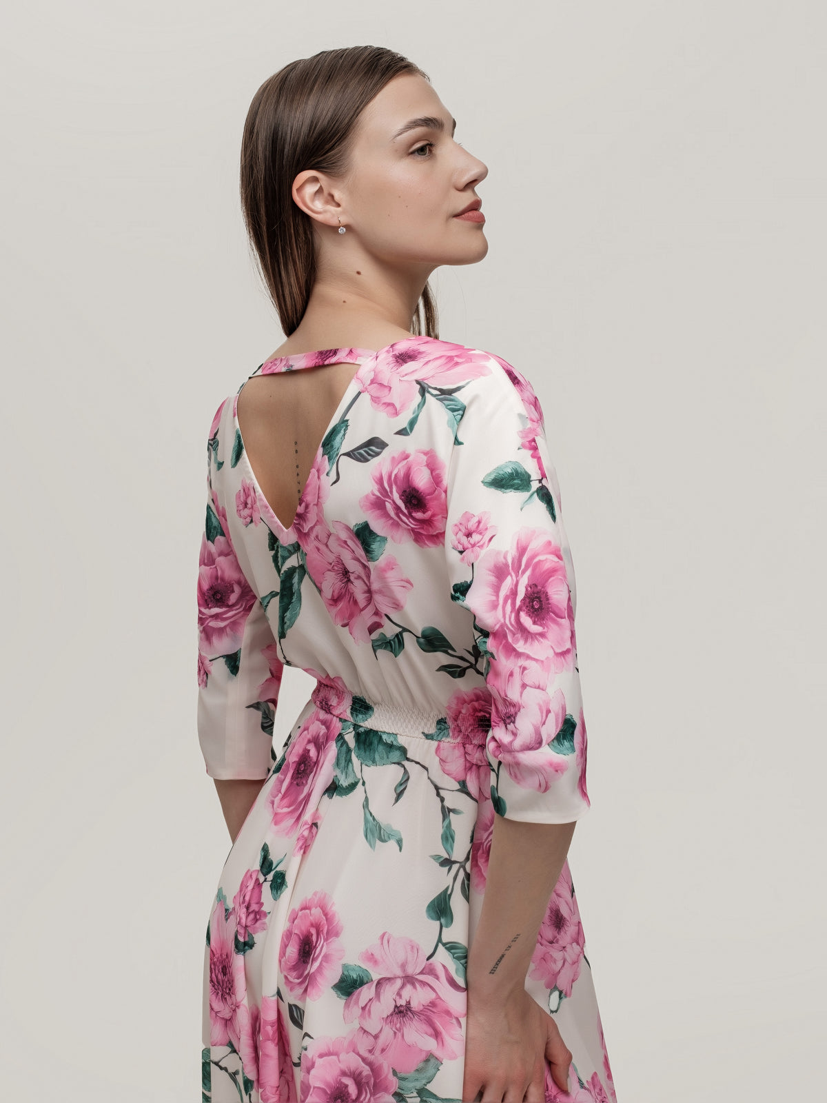 Floral Long Dress with Pink Flowers