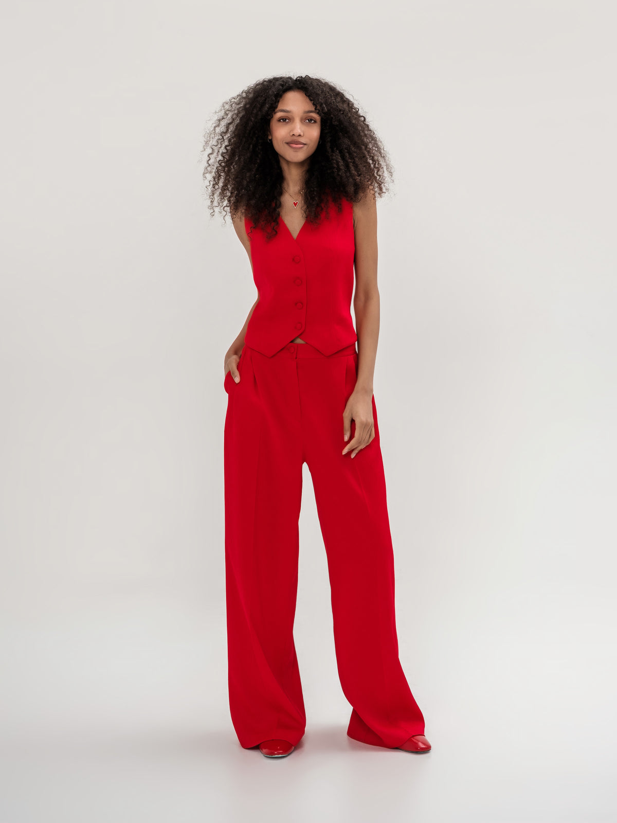 Red oversized jacket vest and trousers/ 3-piece suit