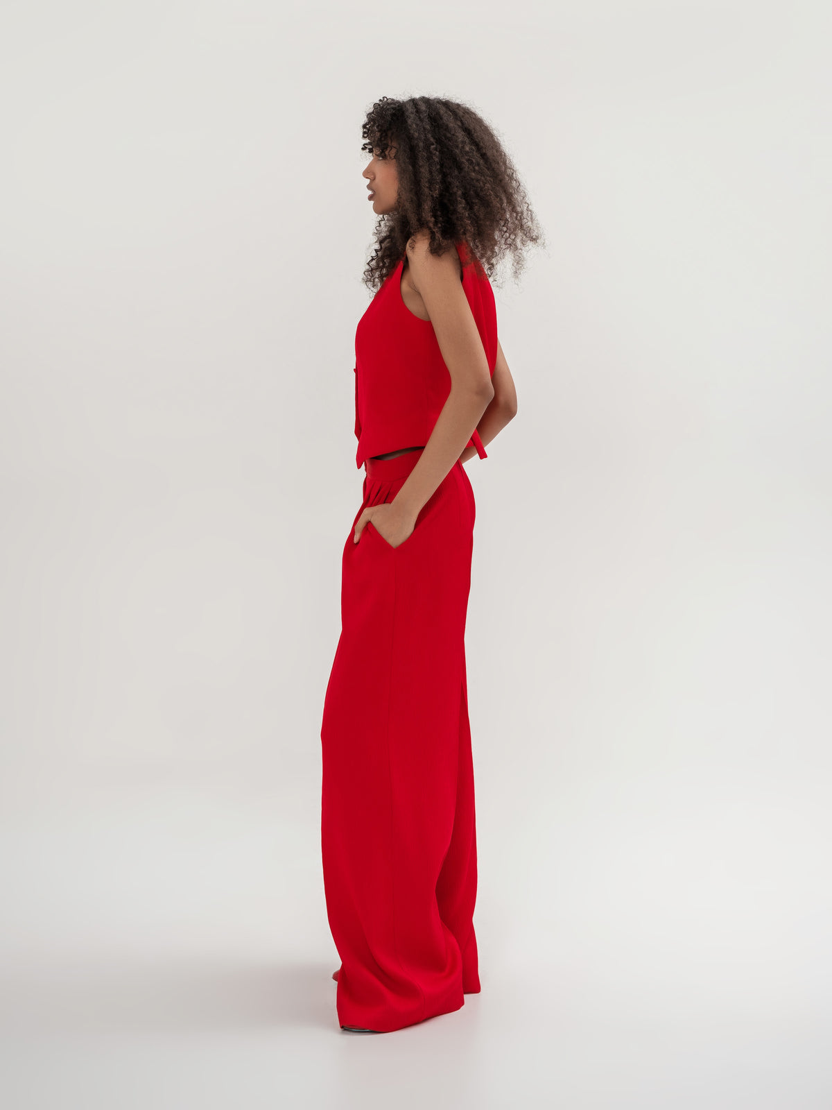 Red oversized jacket vest and trousers/ 3-piece suit