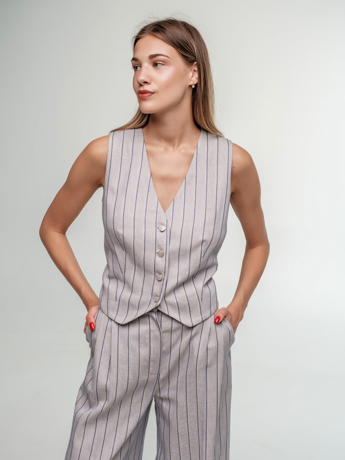 Striped Vest and Trousers 2-Piece Suit