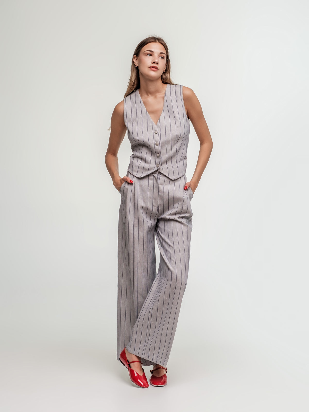 Striped Vest and Trousers 2-Piece Suit