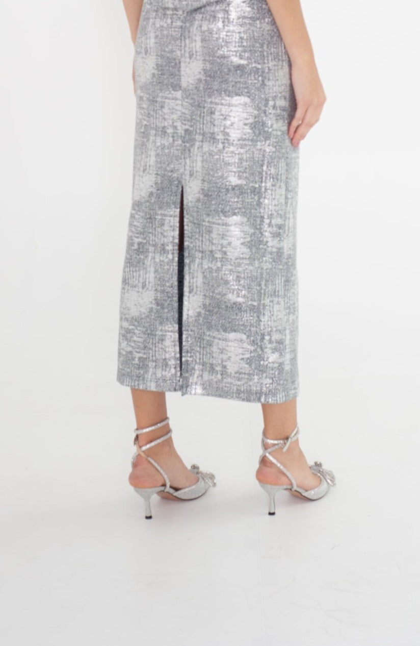 Silver midi skirt