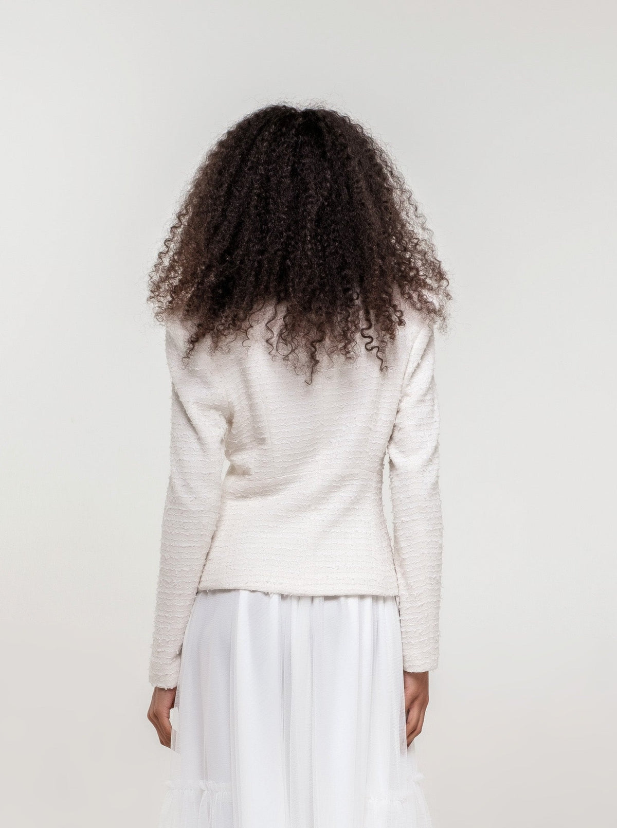 White fitted blazer long
