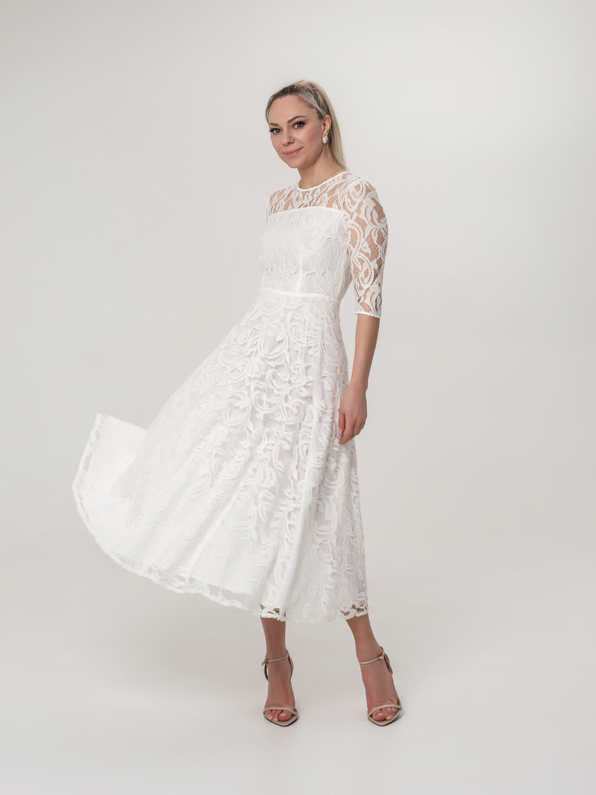 White Lace Midi Dress