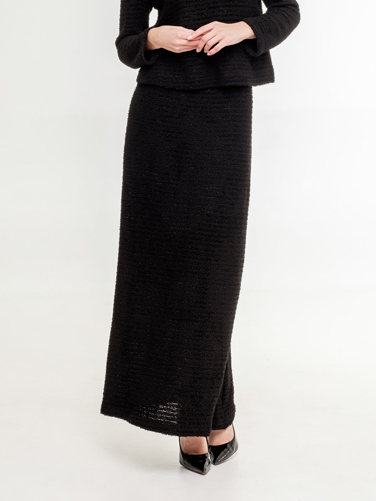 black textured long skirt 