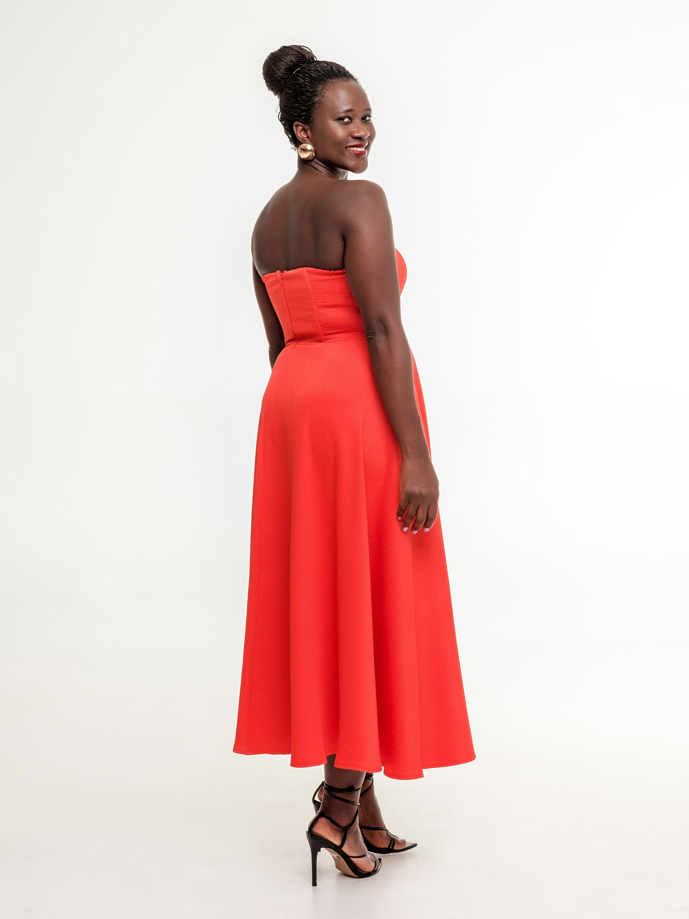 Bright red long dress with corset Black Swan