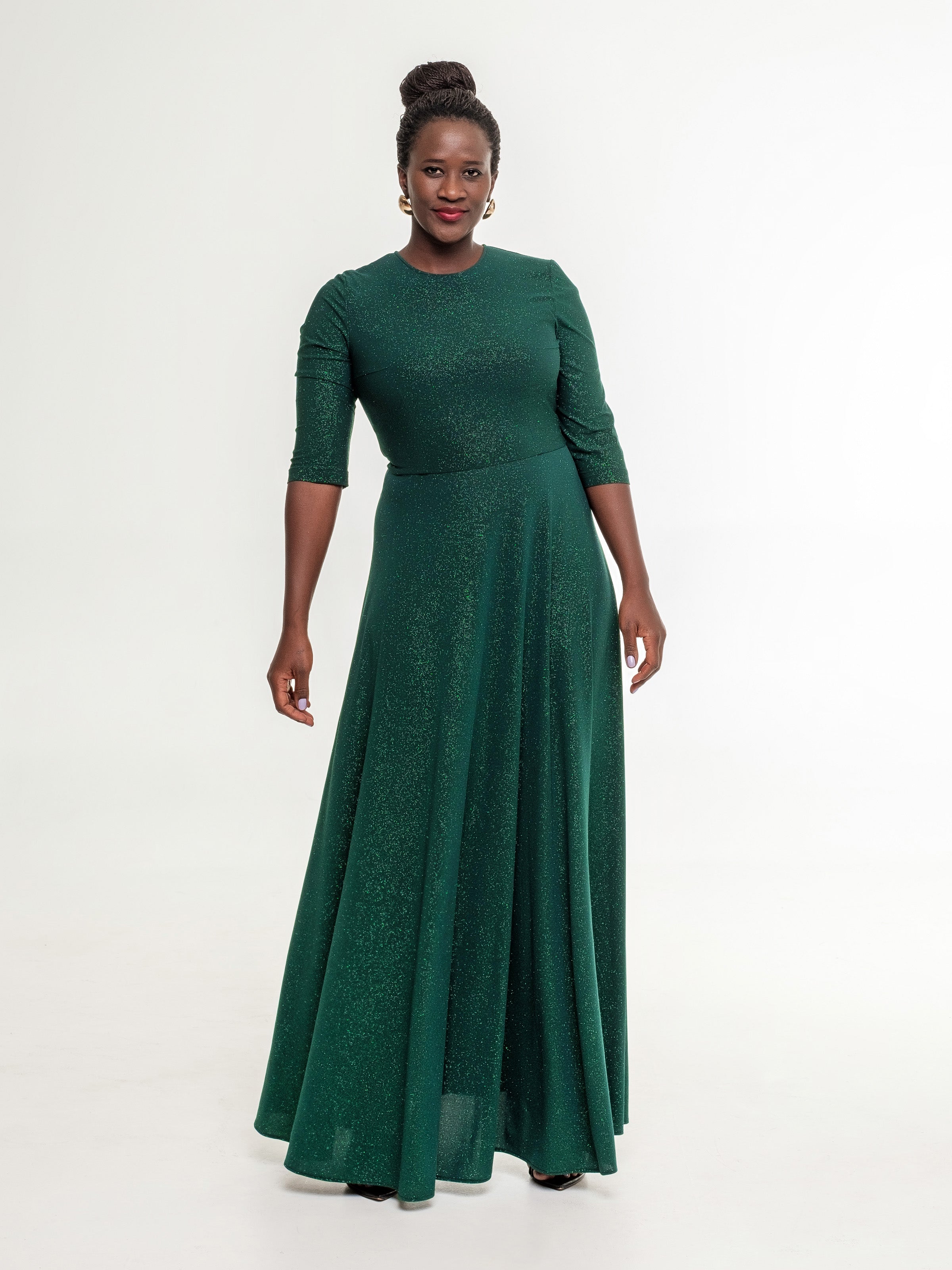 Black and green long dress hot sale
