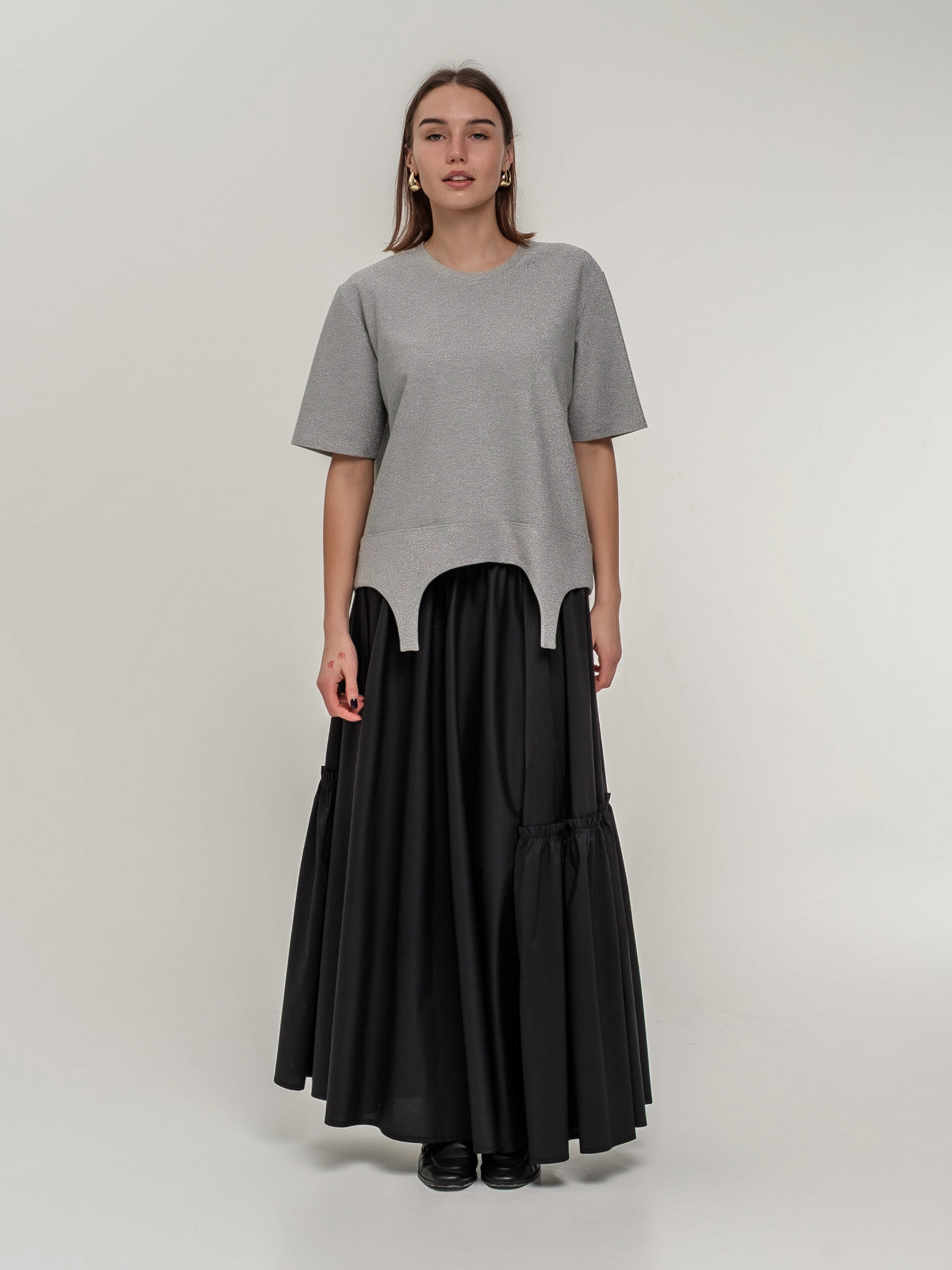 Black long skirt with decorative frill