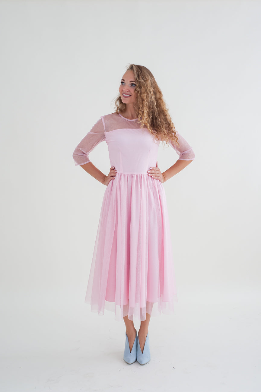 Classic soft pink midi dress