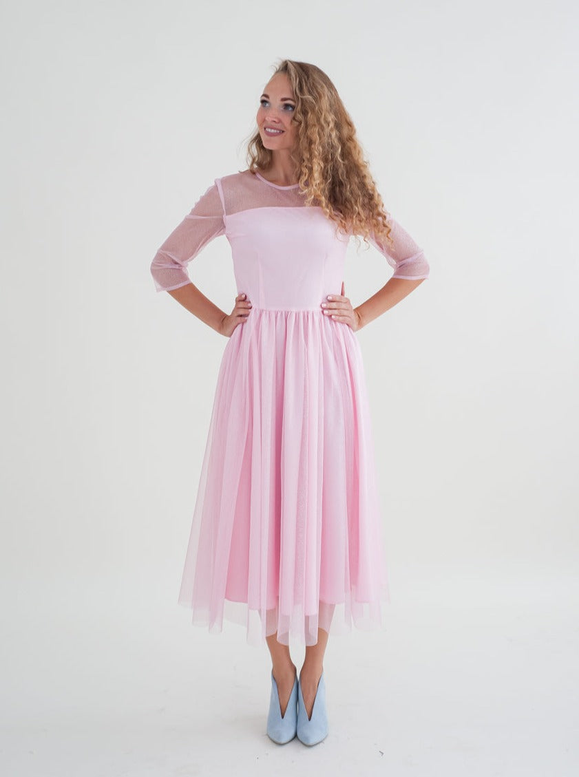 Classic soft pink midi dress